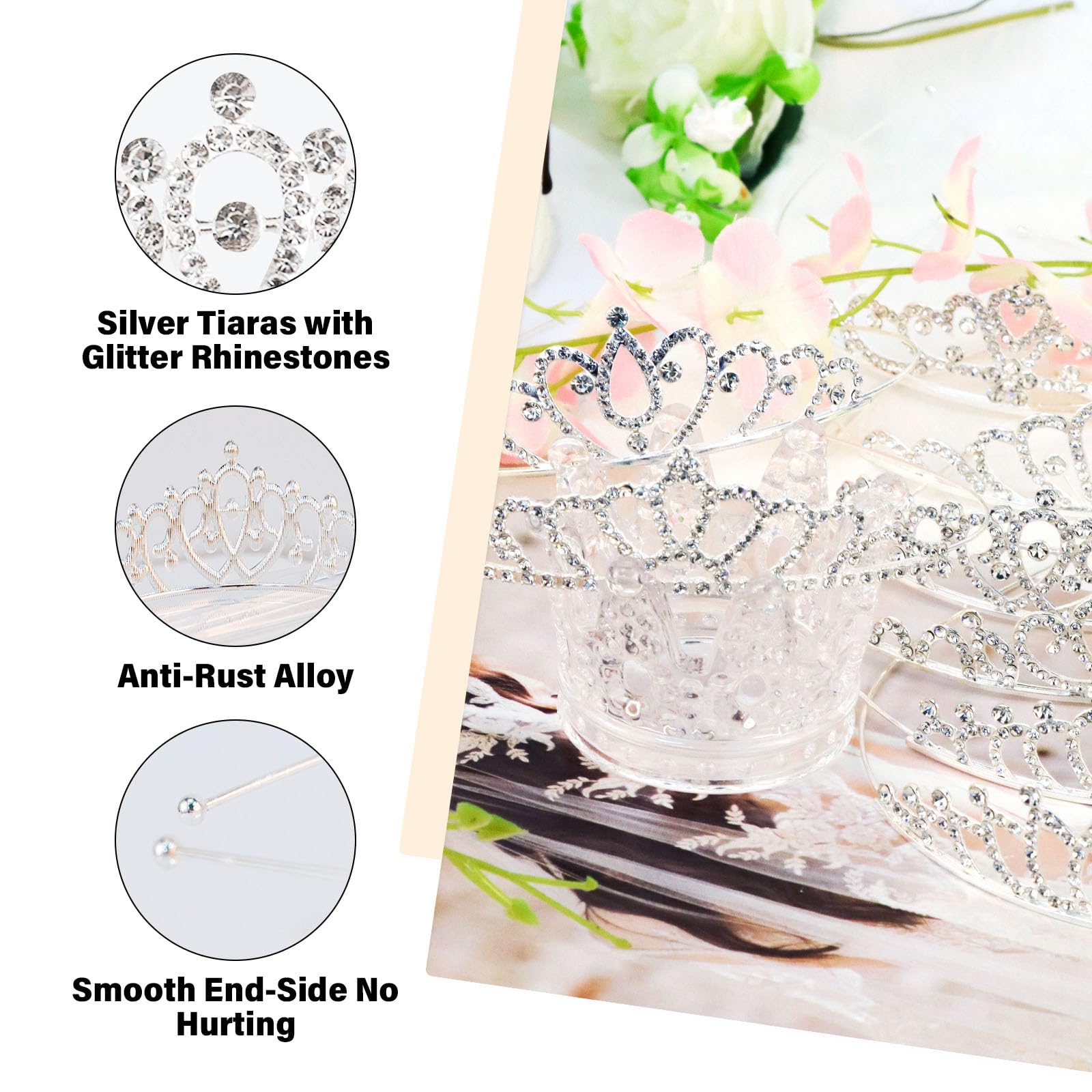 Tiaras Crowns Headbands for Girls Women 10 Pcs Small Silver Princess Tiara Bulk Crown Tiaras Rapunzel Crowns for Wedding Birthday Crystal Tiara for Prom, Bride, Pageant, Halloween