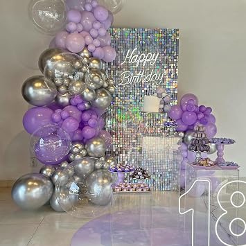 Silver Iridescent Shimmer Wall Backdrop, 24pcs Sequin Panels