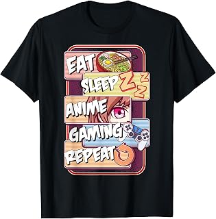 Kawaii Eat Sleep Anime Gaming Repeats the T-Shirt