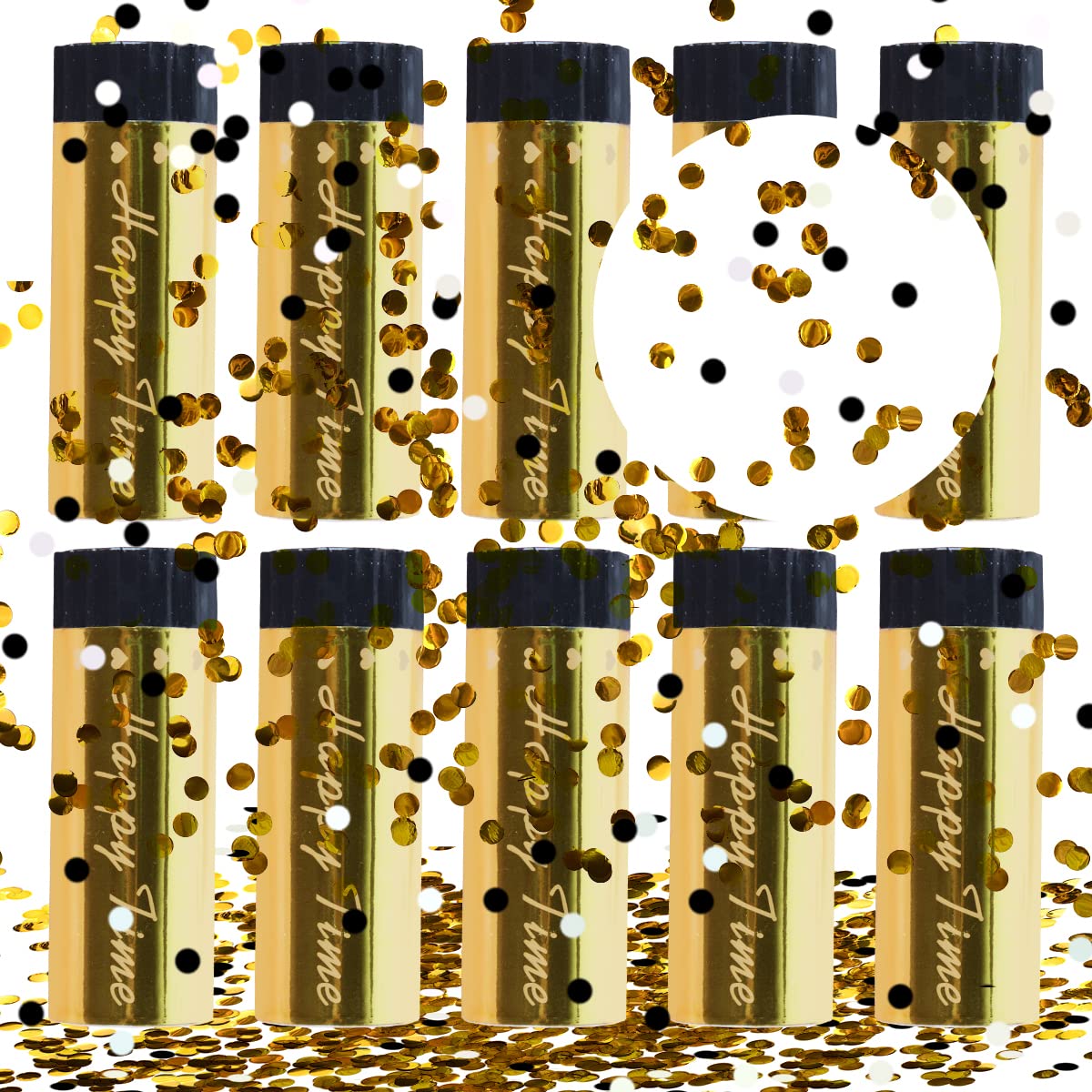 Cañones de Confeti Bodas*10pcs, XiXiRan Lanzador Confeti Cumpleaños, Cañón de Confeti de Fiesta, Cañón Confeti Rosa, Cañones de Confeti Dorado, Tirador de Confeti, Cañón Confeti Biodegradable (oro)