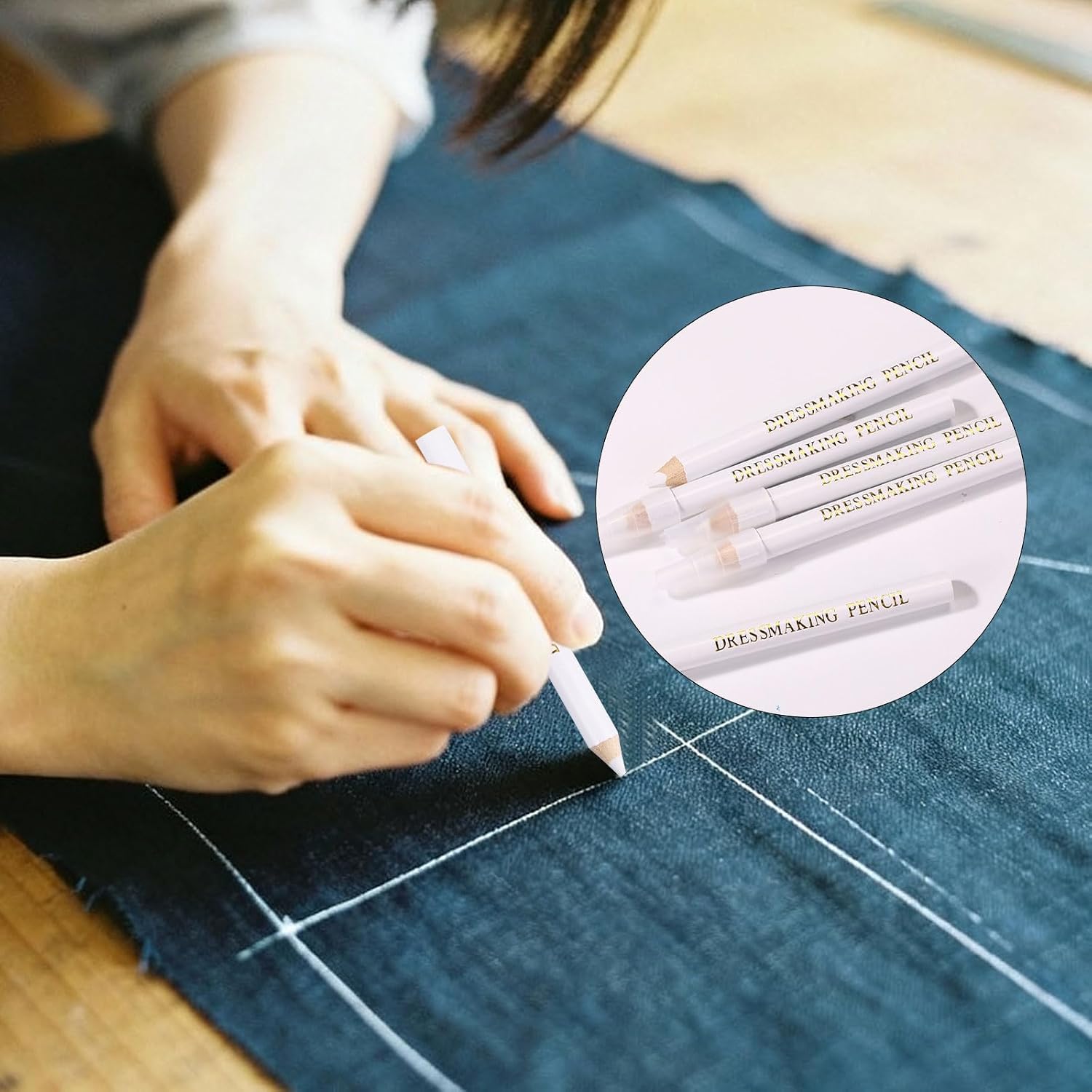 6pcs Fabric Markers for Sewing Pen, Water Soluble Tailors Chalk (White) image 5