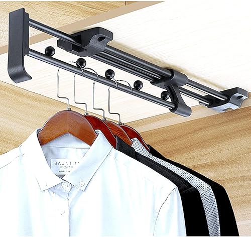 Miniatura 3 de PacuM Extendable Pull Out Closet Rod - Wardrobe Pull-Out Trousers Rack, Extendable 25-45cm Drawer Closet Clothes Rail, Steel Sliding Pants Hanger