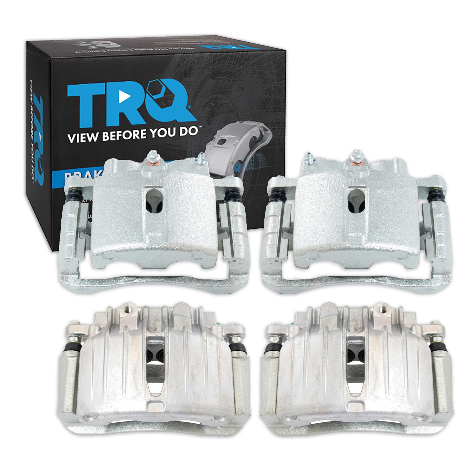 TRQ Front &amp; Rear Brake Caliper Set Compatible with 02-06 Cadillac 00-06 Chevrolet GMC