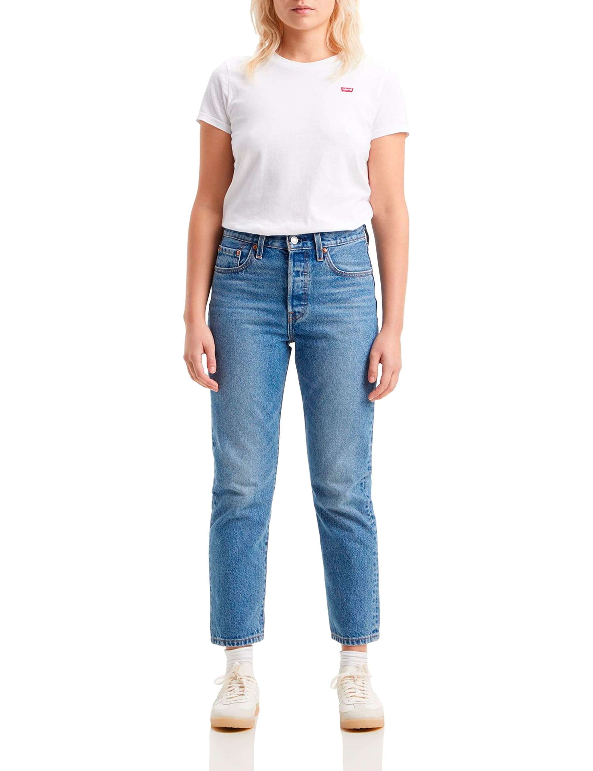 Levi's Women's 501 Crop Jeans, Medium Indigo Worn in, 32W / 30L
