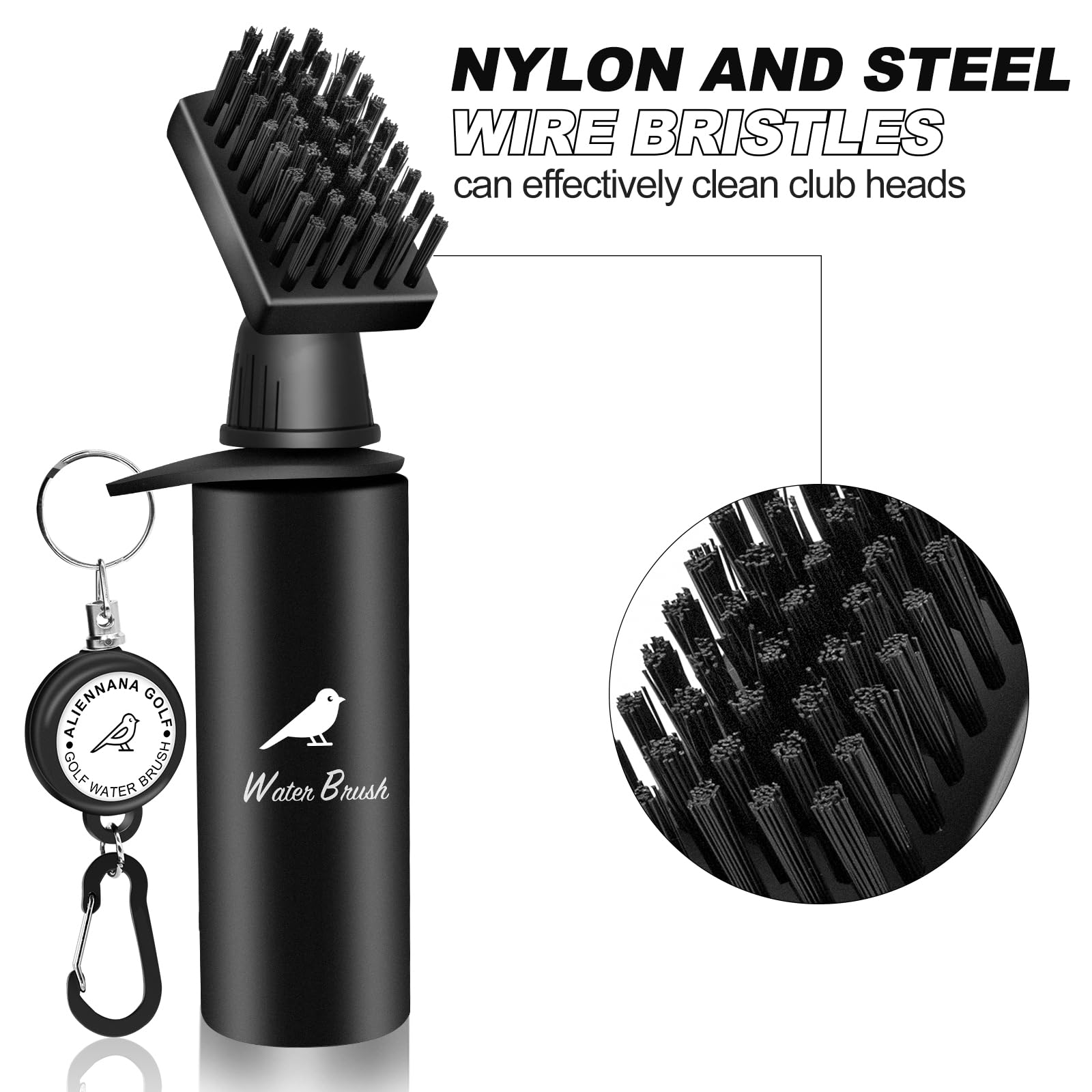 Golf Club Cleaner Brush, Golf Water Brush with Retainer Clip and Squeeze Water Bottle 7.5 Inches Holds 4 Ounces of Water - Anti-Leak Reservoir Tube Squeeze Bottle Design, Must Have Golf Accessories