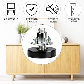 16 Pack Adjustable Furniture Levelers,Heavy Duty Leveling Feet for Table/Desk/Chair/Cabinet/Dresser/Outdoor Furniture/Patio Furnitures, Stabilize Uneven Floors (Black 16Pcs)