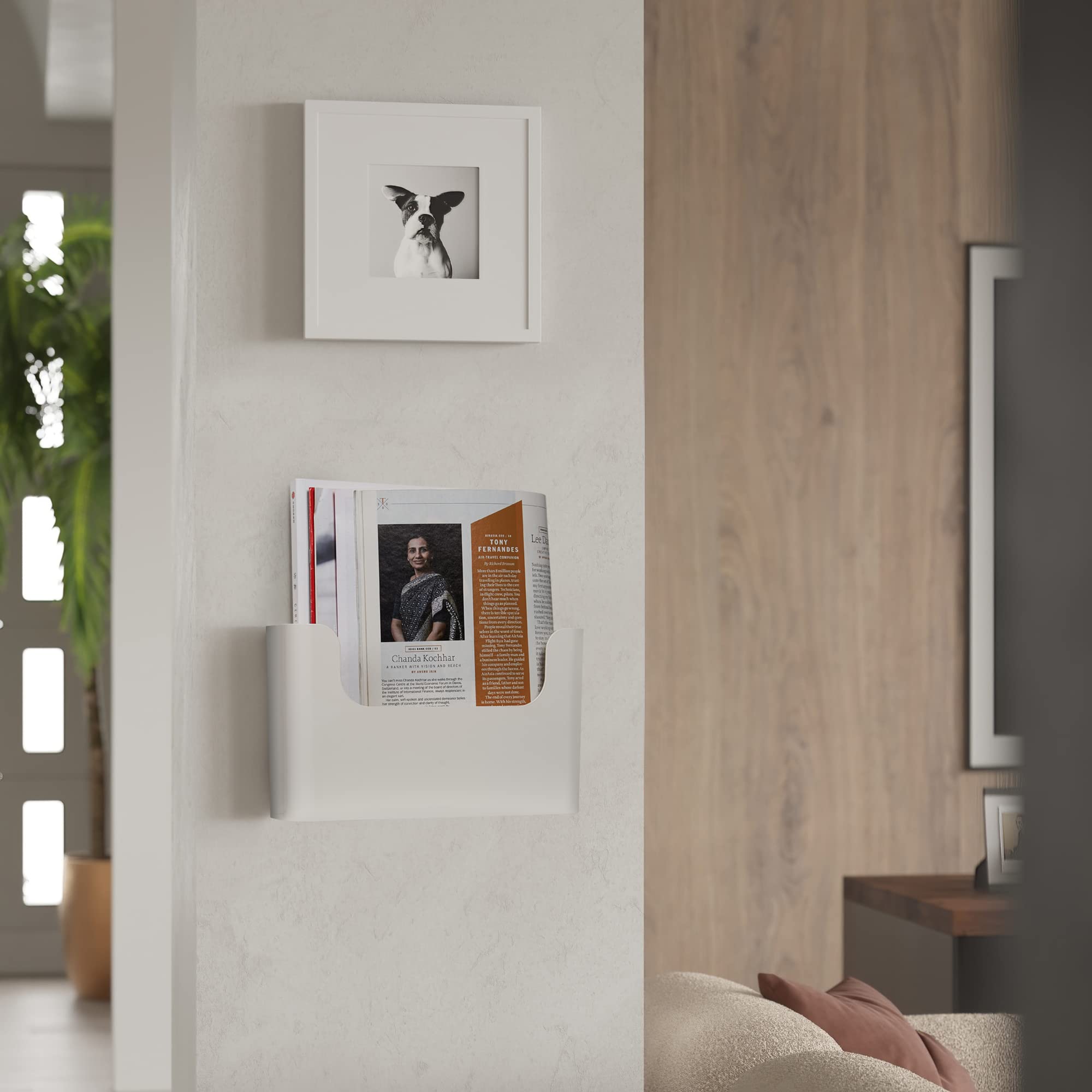 YOHOM No Drilling File Holder Wall Mails Magazines Organizer Adhesive Door Mount Single Pocket White 1 WHITE 1 — view 7