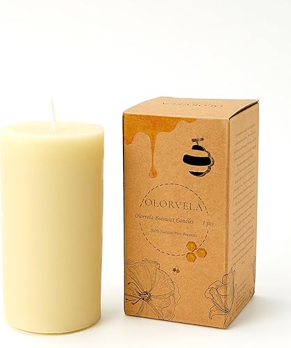 Velas de pilar de cera de abejas, velas de pilar blanco, velas de cera de abejas, velas de cera de abejas para el hogar, 2 x 4 pulgadas, velas de