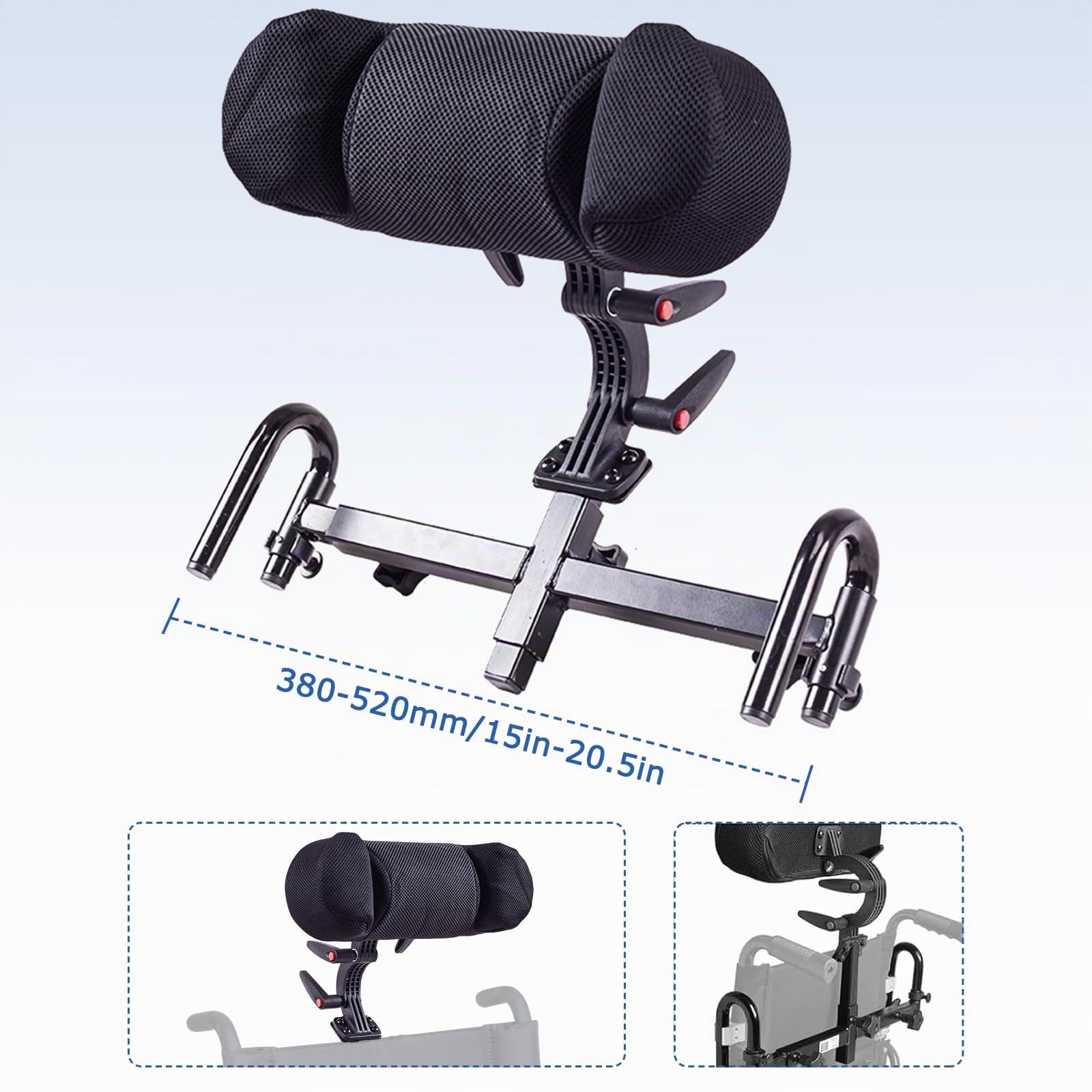 LIROPAU Reposacabezas para silla de ruedas, cojín de apoyo para el cuello de silla de ruedas ajustable y transpirable, cojín de posicionamiento de la cabeza, reposacabezas para silla de ruedas