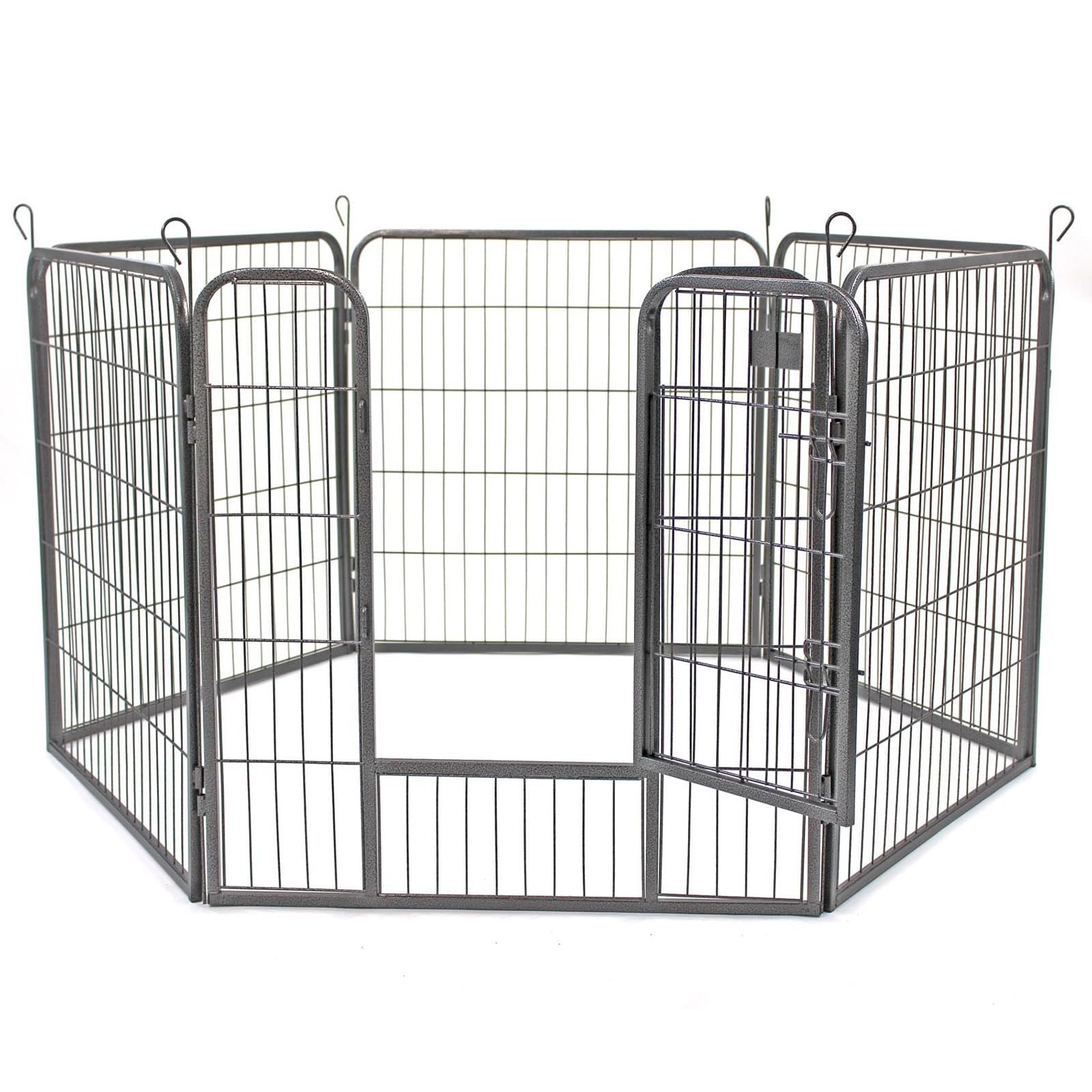Actiaspet - Heavy Duty Metal Pet Playpen 6 Panel Dog Run Enclosure with Door (Black, Medium, 6)