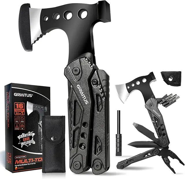 16-in-1 Survival Gear Kit: Multifunctional Camping Tools with Hammer, Pliers & Saw