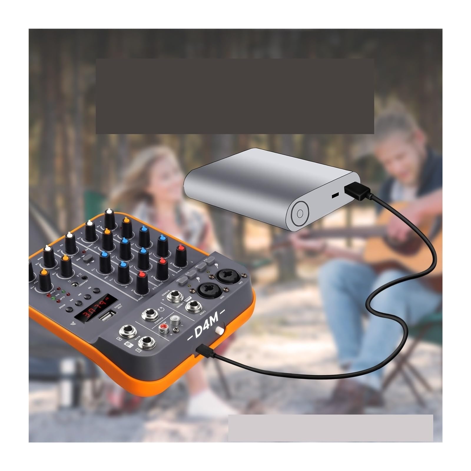 Mezclador de audio, Mezclador de audio Fuluode V4 Consola mezcla sonido USB Grabación por computadora Alimentación fantasma 48 V Retardo Repetición Efecto 4 canales