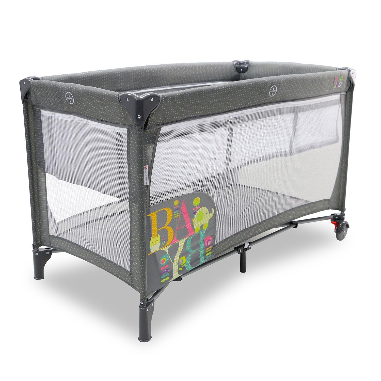 ASALVO Cuna de viaje 120x60 Smooth para bebé y niños de 0 a 15kg /2 EN 1, Cuna y Parque, Plegable en 30 segundos con Altura ajustable, Gris Baby