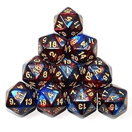 SmartDealsPro 10-Pack 20 Sided Dice D20 Polyhedral Dice for DND RPG MTG Table Game(Blue-Red)