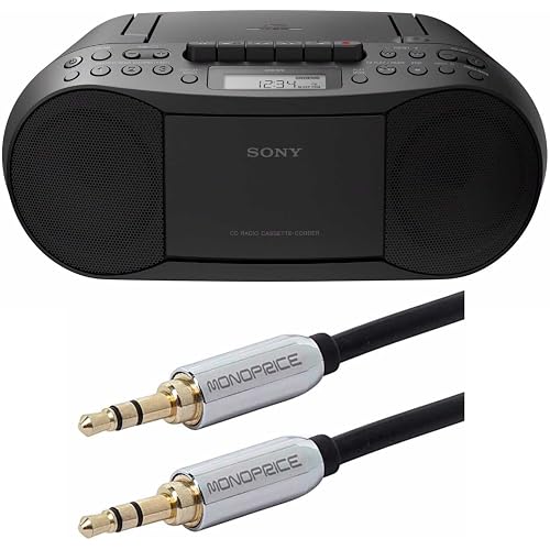 Sony CFDS70-BLK CD/MP3 Cassette Boombox Home Audio Radio, Black, With Aux