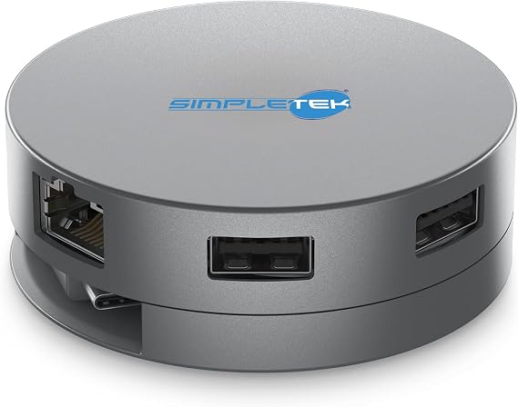 SIMPLETEK - Yerleştirme İstasyonu USB-C Multiport Adaptörü - HDMI - Gigabit LAN - 90W PD Şarj Desteği - Evrensel Hub