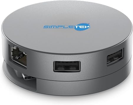 SIMPLETEK - Yerleştirme İstasyonu USB-C Multiport Adaptörü - HDMI - Gigabit LAN - 90W PD Şarj Desteği - Evrensel Hub