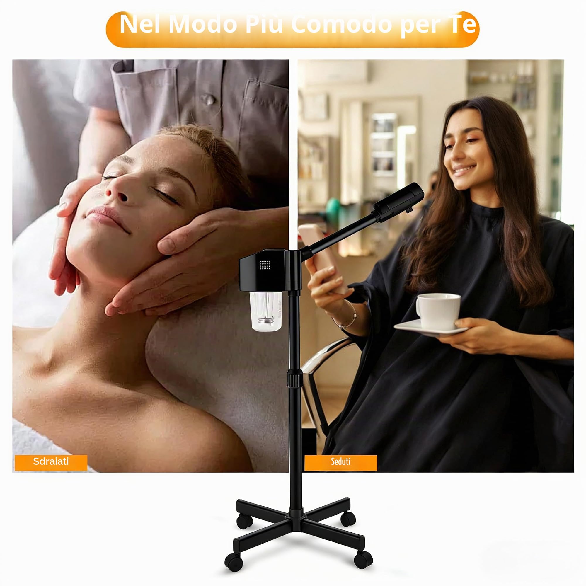 Vapore facciale professionale, vaporizzatore a vapore caldo con ozono, vaporizador per il viso per estetista, spa a casa, nero