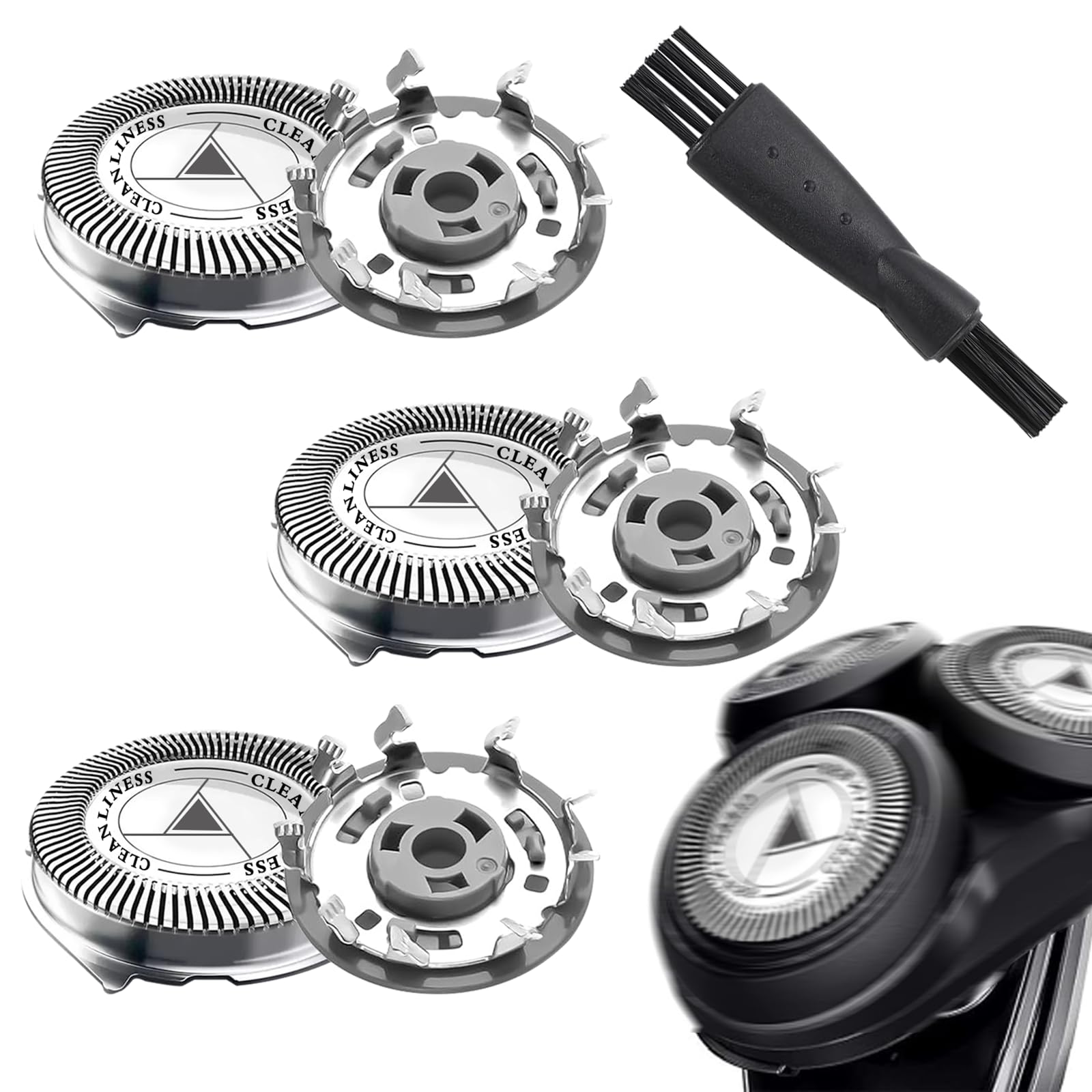 SH30/50/52 Cabezal de afeitado compatible con Philips Series 5000, 3000 2000, 1000,3 piezas Cabezal de afeitado de repuesto SH30 compatible con afeitadoras Philips AT8xx/AT7xx, con cepillo de limpieza