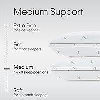 Vista 5 de Calvin Klein Logo Medium 20" x 28" Standard/Queen Size Set of 2 Bed Pillows for Sleeping, White