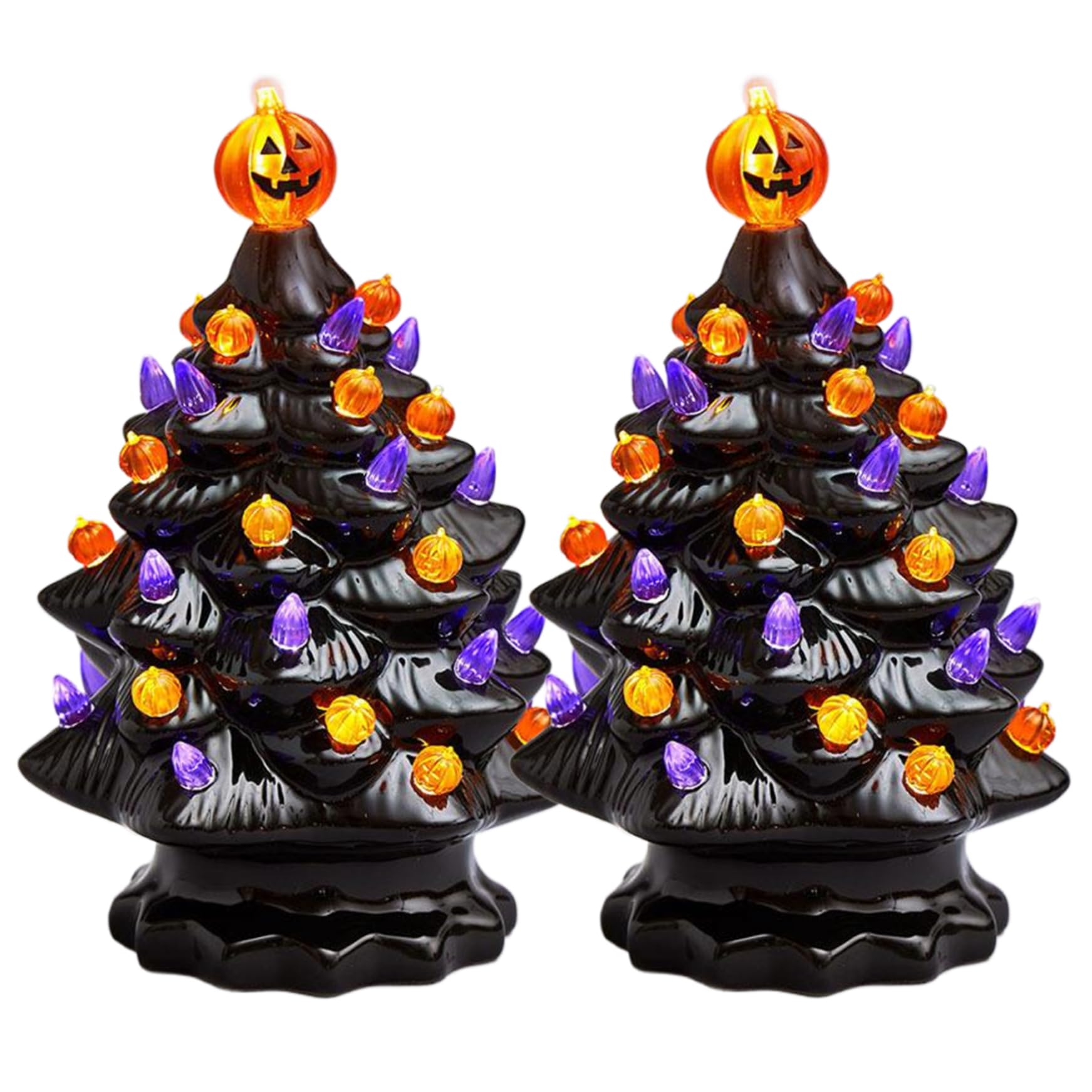 Arbre en céramique Halloween de prestige à éclairage LED autonome