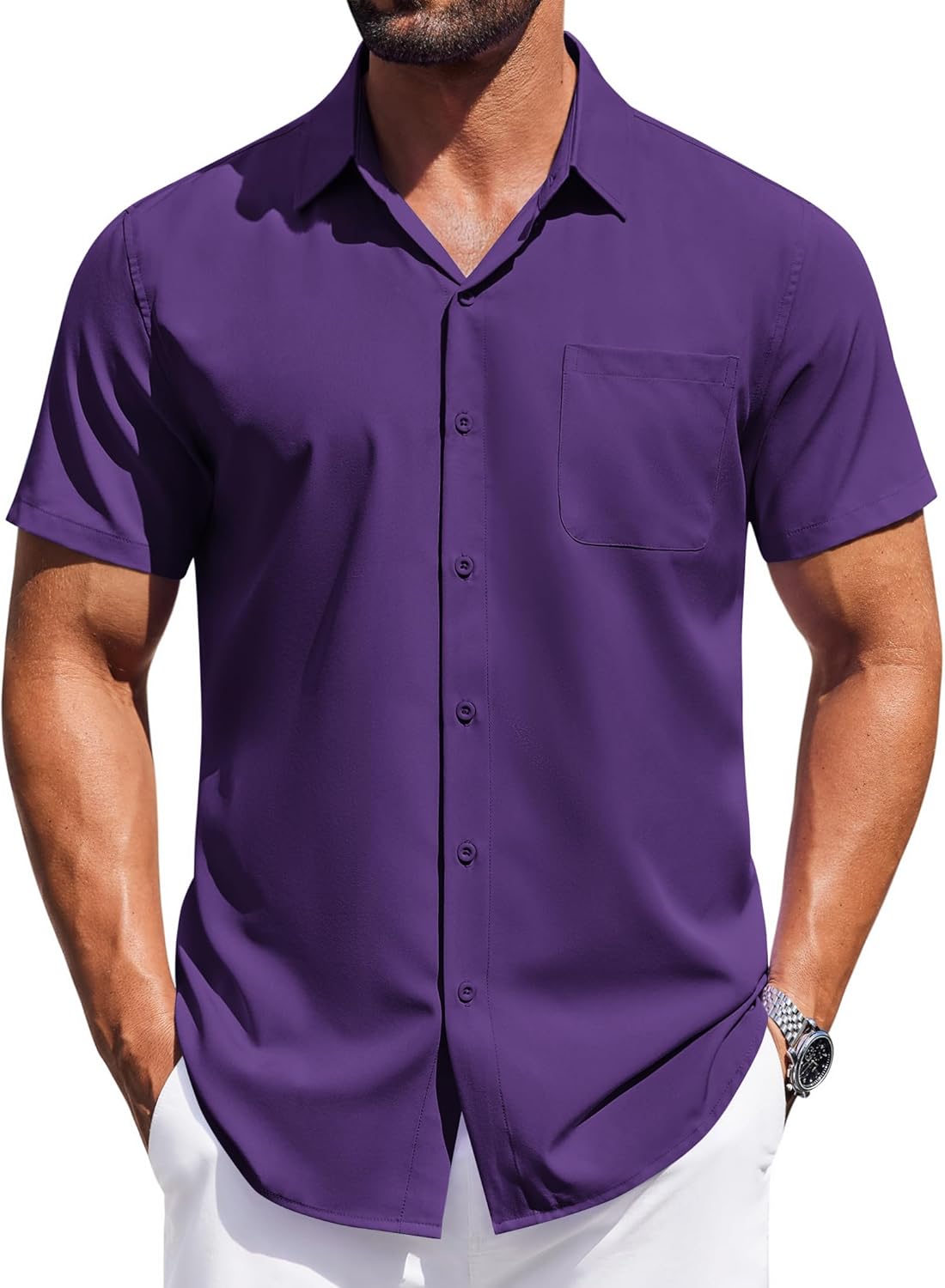 COOFANDY Mens Short Sleeve Button Down Shirts Wrinkle Free Dress Shirt for Men Business Casual Shirt with Pocket