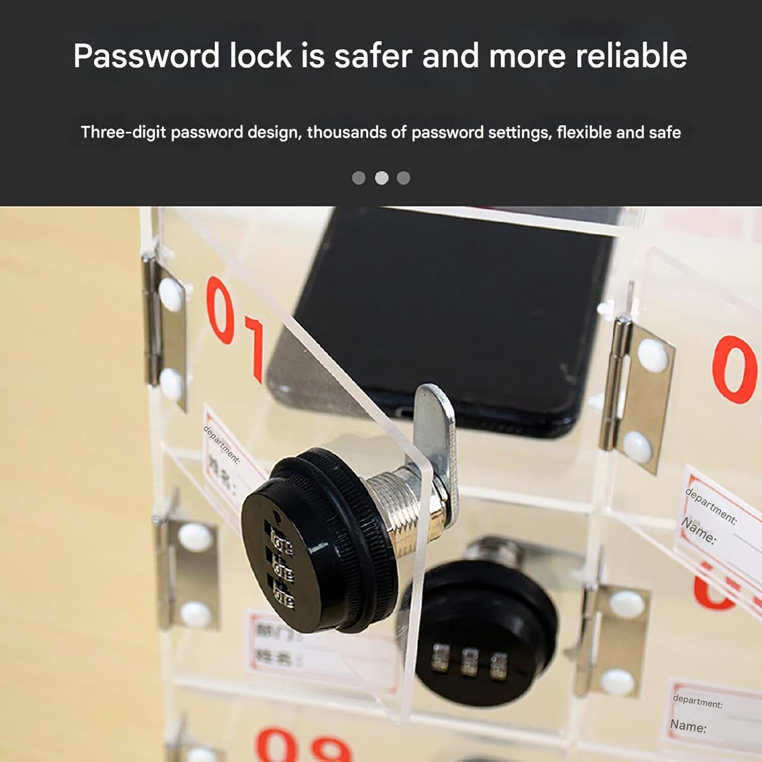 Acrylic Mobile Phone Storage Box with Lock Card Slot - Desktop Organizer for Employees Students, Secure Classroom Cell Phone Cabinet,105X42Cm