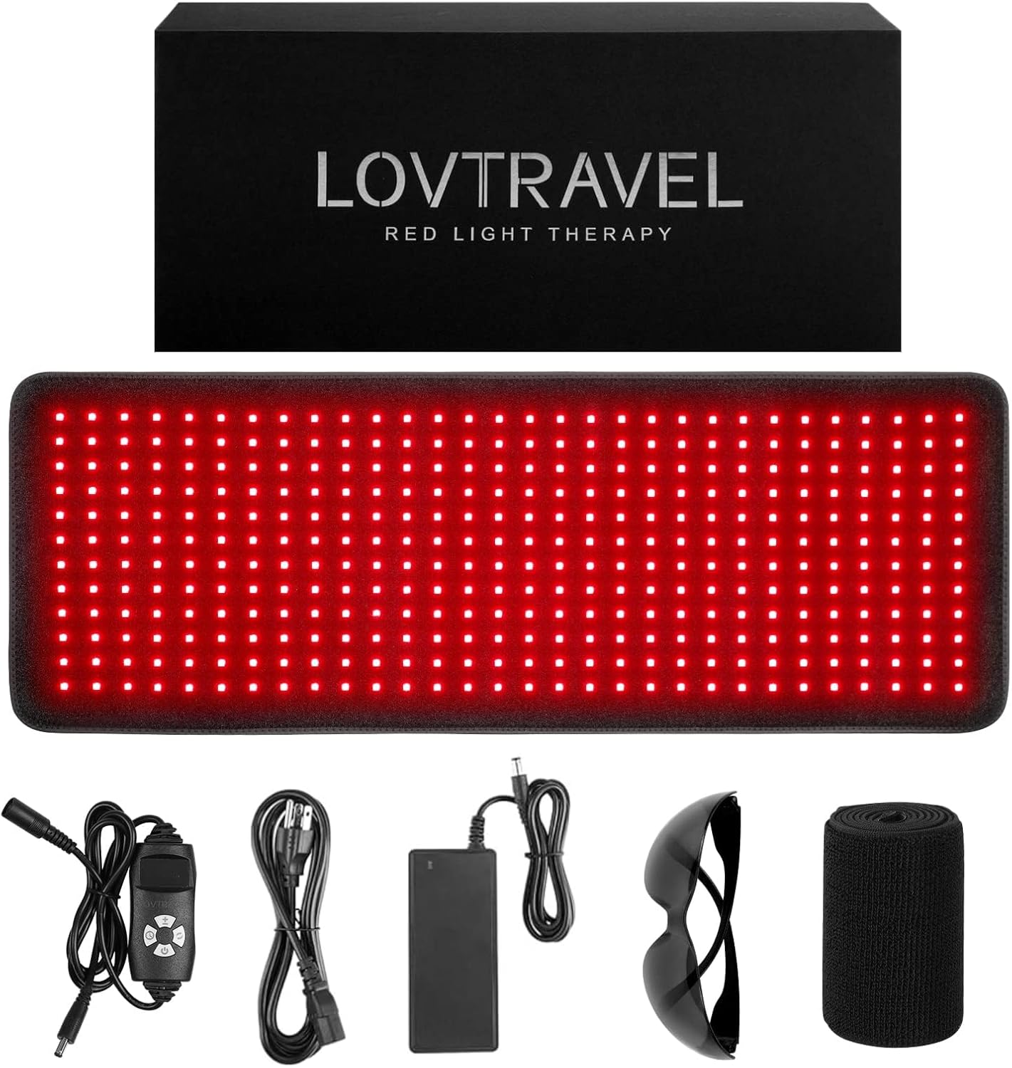 LOVTRAVEL 360pcs LED 660nm Red Light and 850nm Near Infrared Light Therapy Devices Mat Large Wearable Pads Wrap for Body Pain Relief