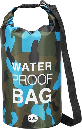 Bolsa seca impermeable, 20 L, ajuste para mujeres y hombres, bolsas a prueba de agua, mochila flotante ligera de almacenamiento en seco con silbato