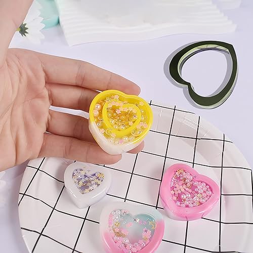 Miniatura 4 de Moldes de silicona para coctelera de resina, moldes de silicona en forma de corazón, moldes de fundición de resina epoxi con hojas de PVC y cuentas