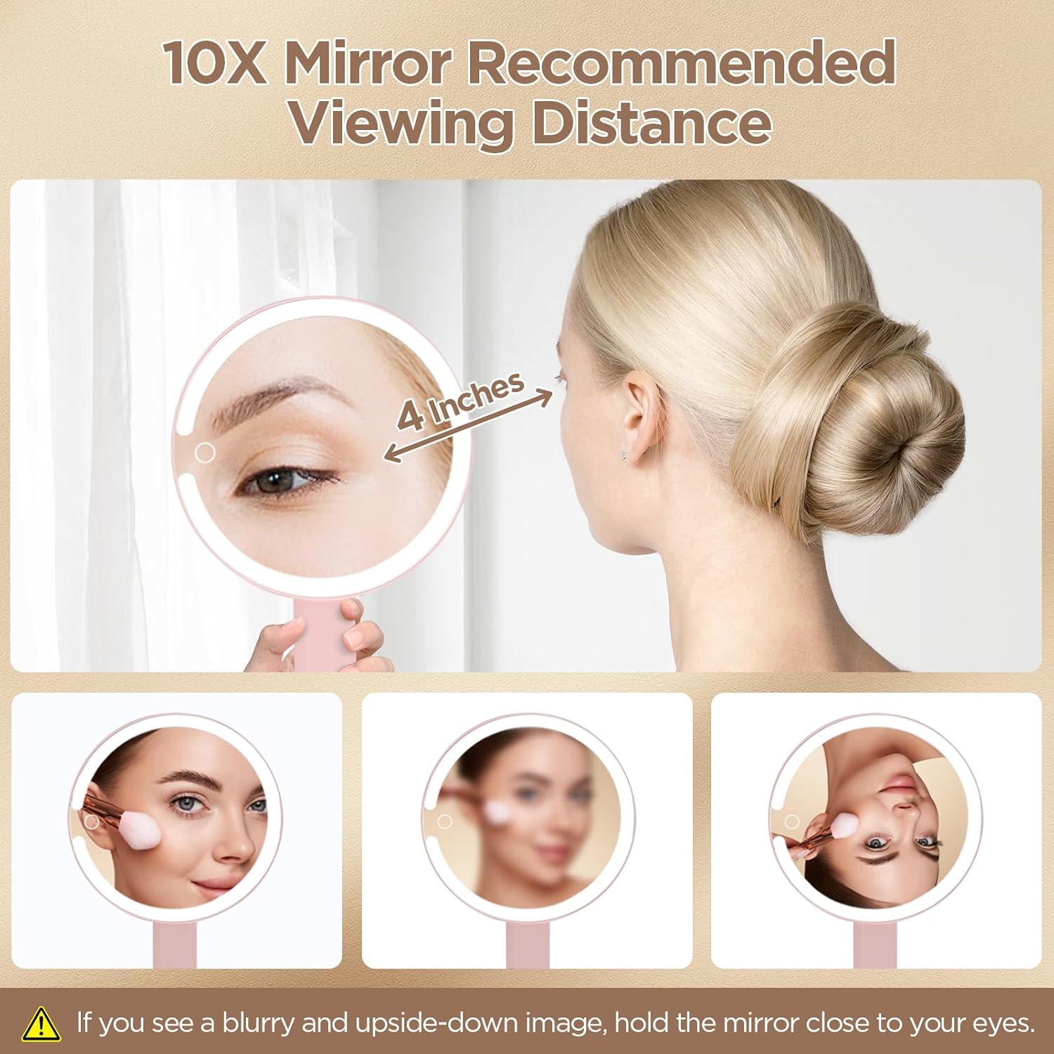 Makeup Mirror with Lights - 360° Rotat, 3 Color Modes, 1X/10X