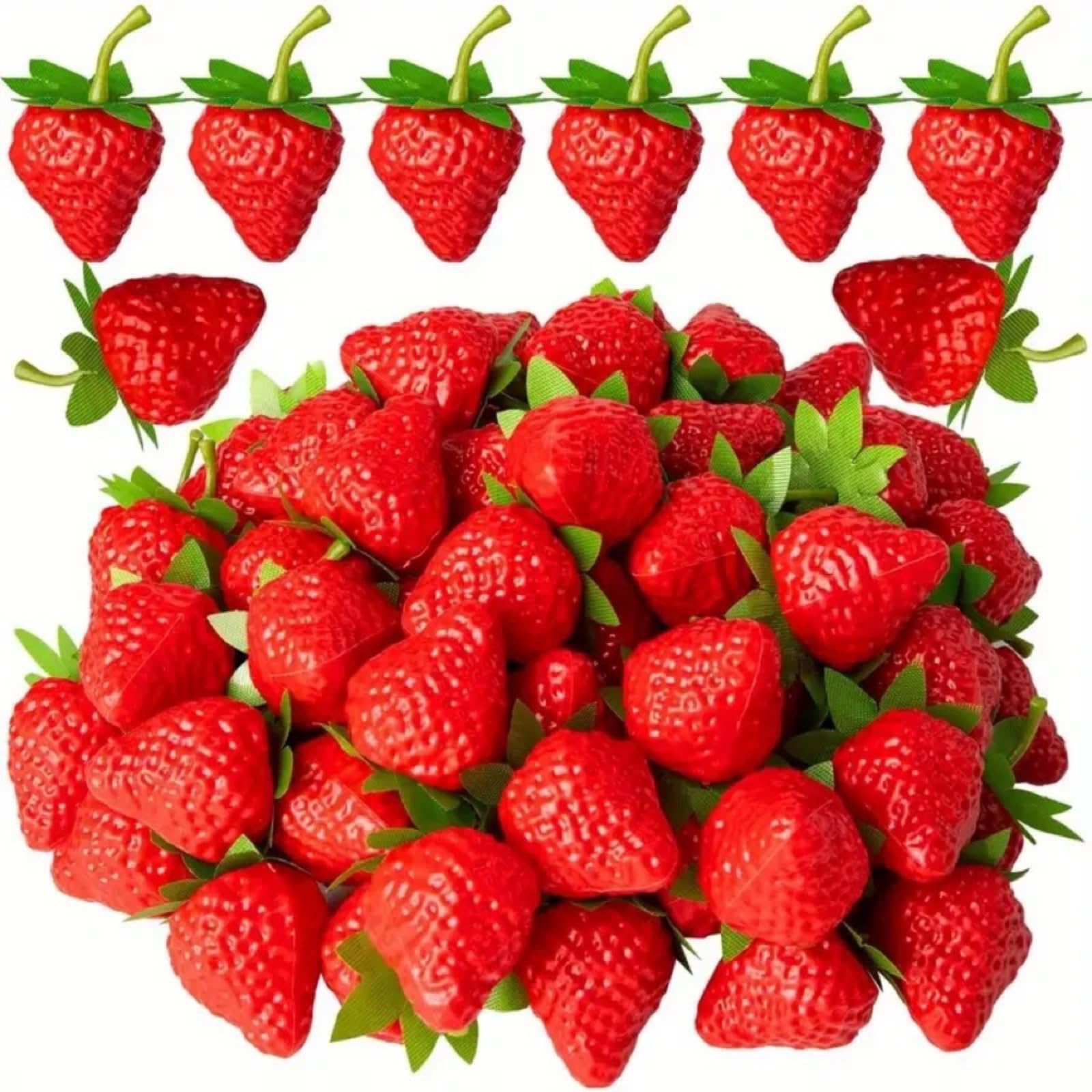 Strawberry, Strawberry, Set of 20, Life-like, Food Samples, Fruits, Cake Shops, Fruit Shop Display, etc. 1.4 inches (3.5 cm) (Red) : Home & Kitchen