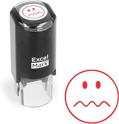 Miniatura 12 de ExcelMark Sello redondo para profesor, nombre (signo de interrogación), tinta roja Name,Fruncir el ceño,Great Job,Great Work,Incomplete