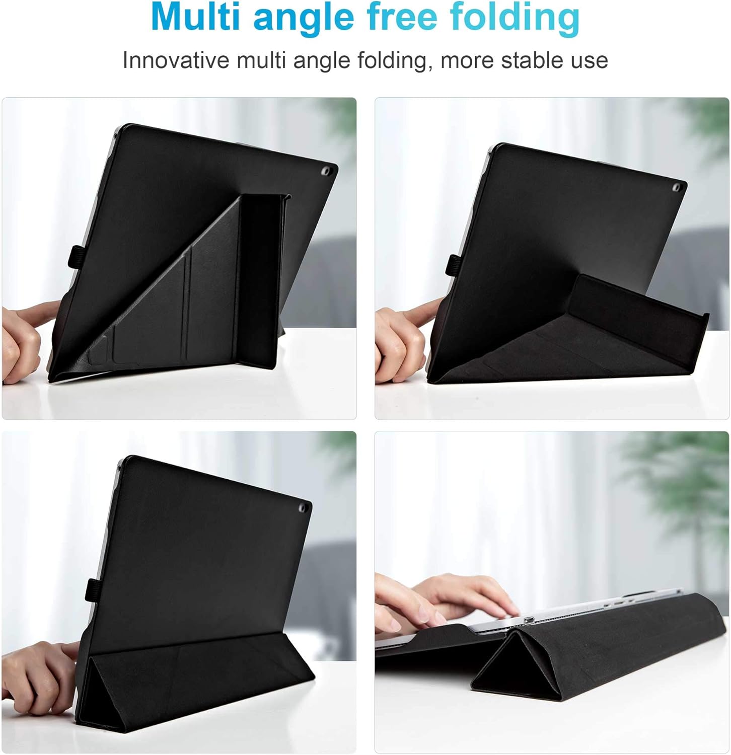 Laptop Cover Case for Microsoft Surface Book 3 15 inch/Surface Book 2 15", Premium PU Leather Detachable Protective Flip Folio Case, Two Ways to use (for surfacebook 2/3 15 inch, Black)