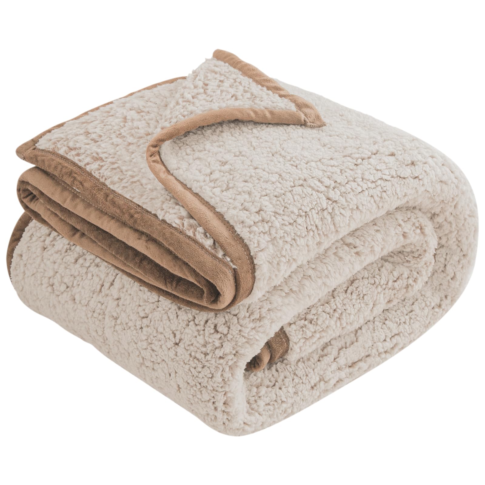 Couverture Sherpa Beige 150x200 Cm - Double Face Polaire/sherpa - Chaude Et Moelleuse - Pour Canapé Ou Lit - Certifiée OEKO-TEX