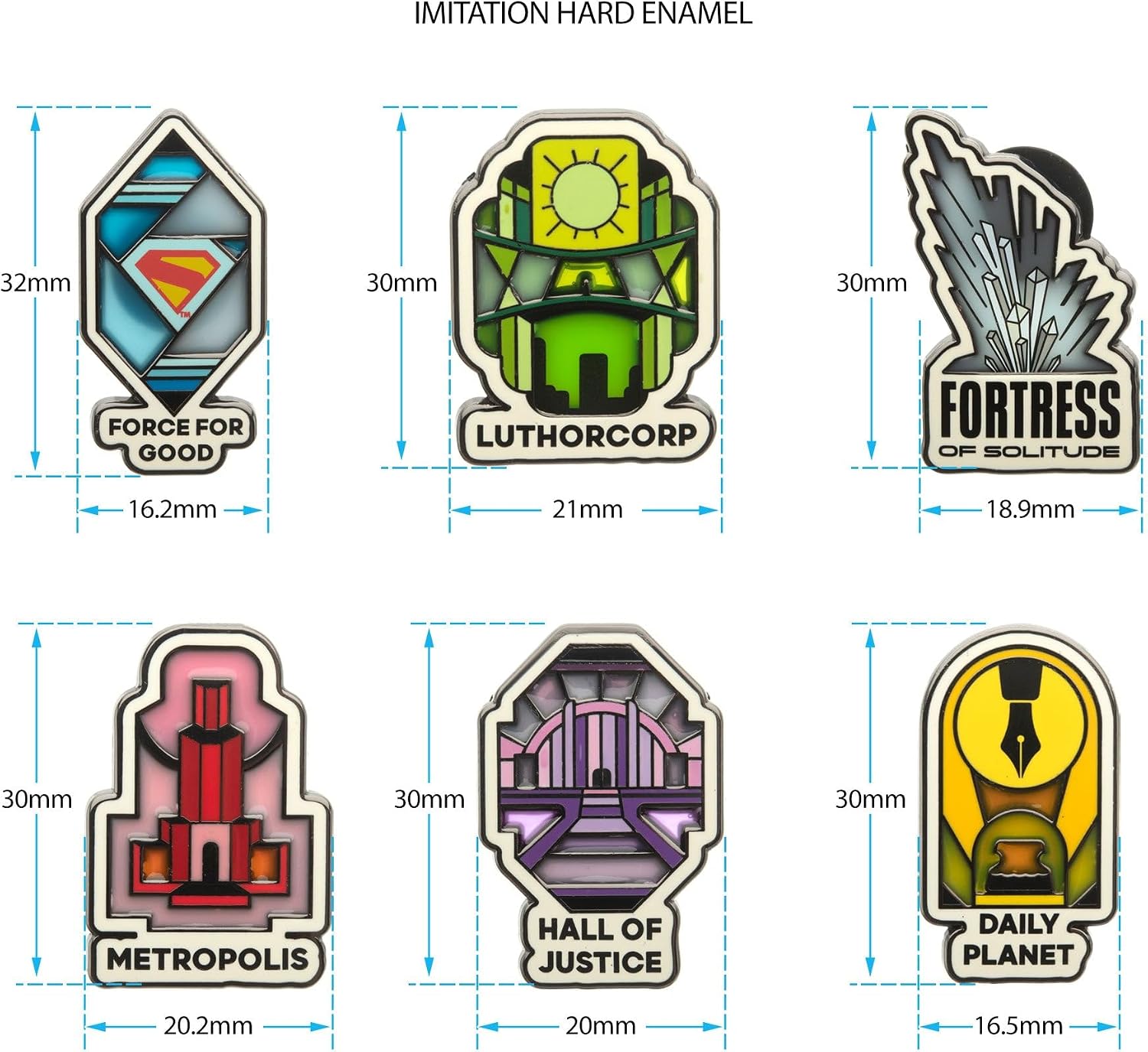 Superman Movie Stained Glass Pin Set (6pcs)