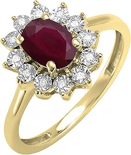 Kate Middleton Diana Inspired 14K Solid Gold Diamond Oval Red Ruby Royal Bridal Ring