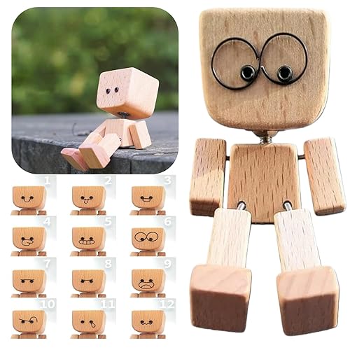 Shaking Feet Wooden Doll - Shaking Wooden Man Figurine for