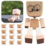 Shaking Feet Wooden Doll - Shaking Wooden Man Figurine for Car Dashboard Decorations, with 12PCS Magnetic Expressions, Funny Bobblehead Desk Decor for Office Home, Creative Gift Idea