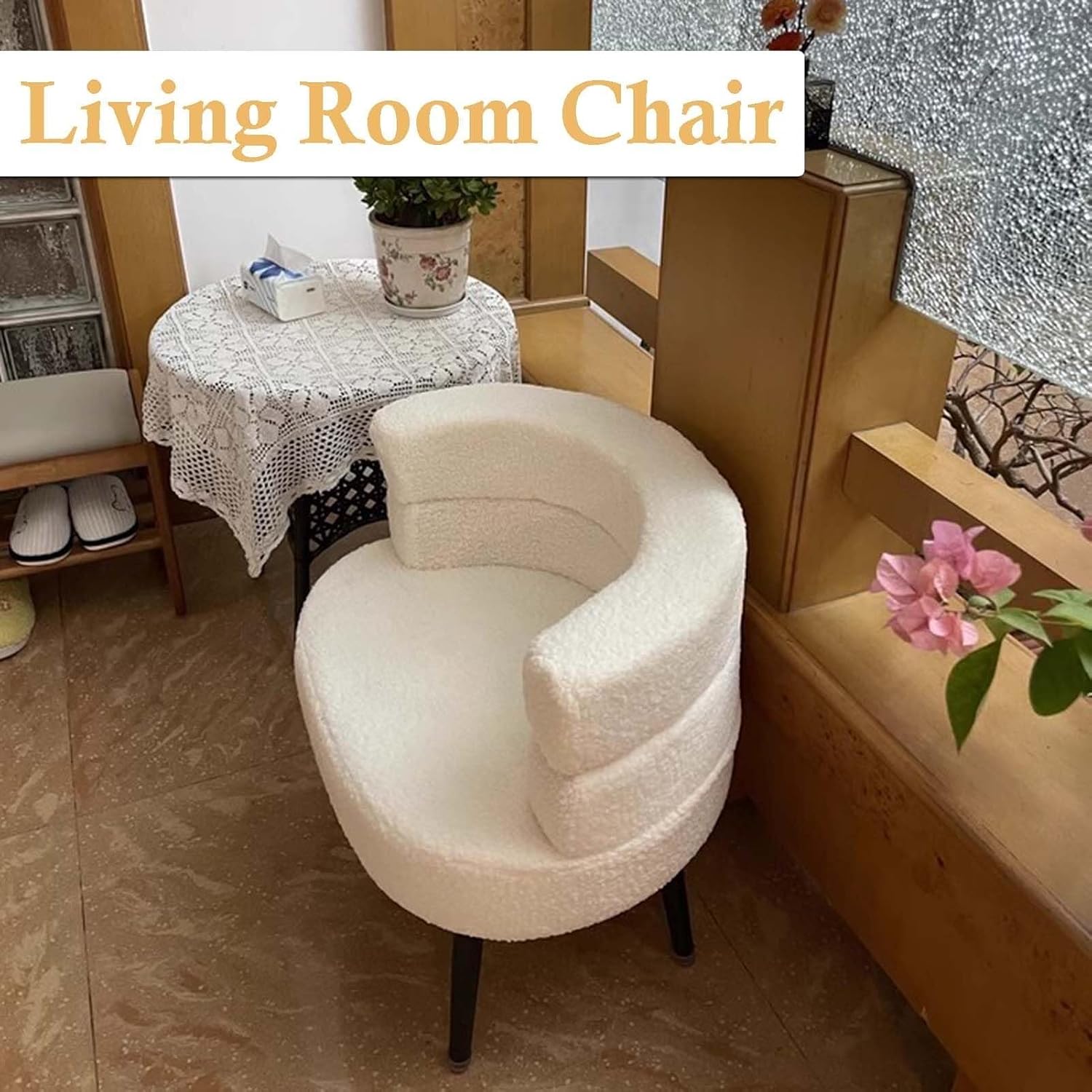 Upholstered Armchair for Living Room, Small Space Comfy Lounge Chair with Armrests, Ergonomic Reading Accent Chair for Bedroom and Office(Pinka)
