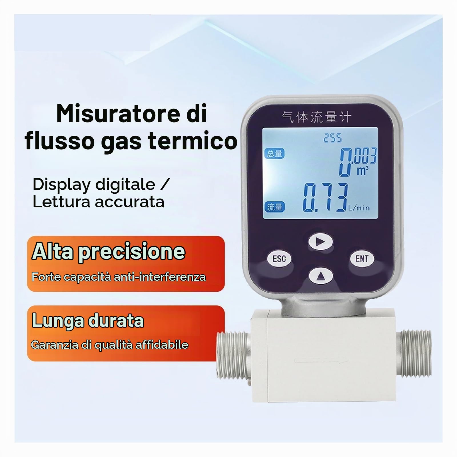 Misuratori di portata, Misuratore di portata di gas microtermico, sensore di portata di massa digitale for aria compressa, ossigeno, azoto, argon e metano, uso industriale(Air-0.5-50L-min)