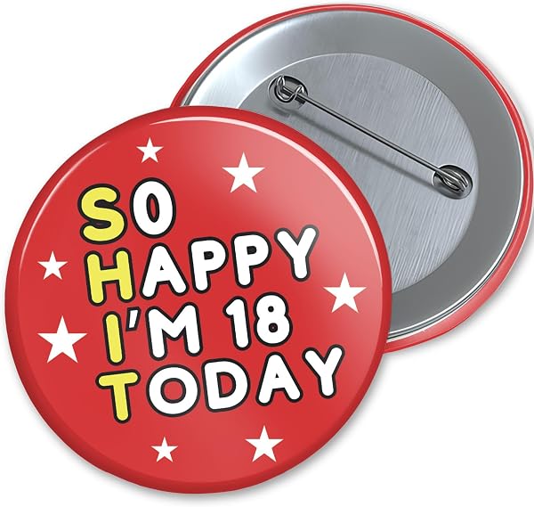 Birthday Badge 76mm With Metal Back 18th - 1