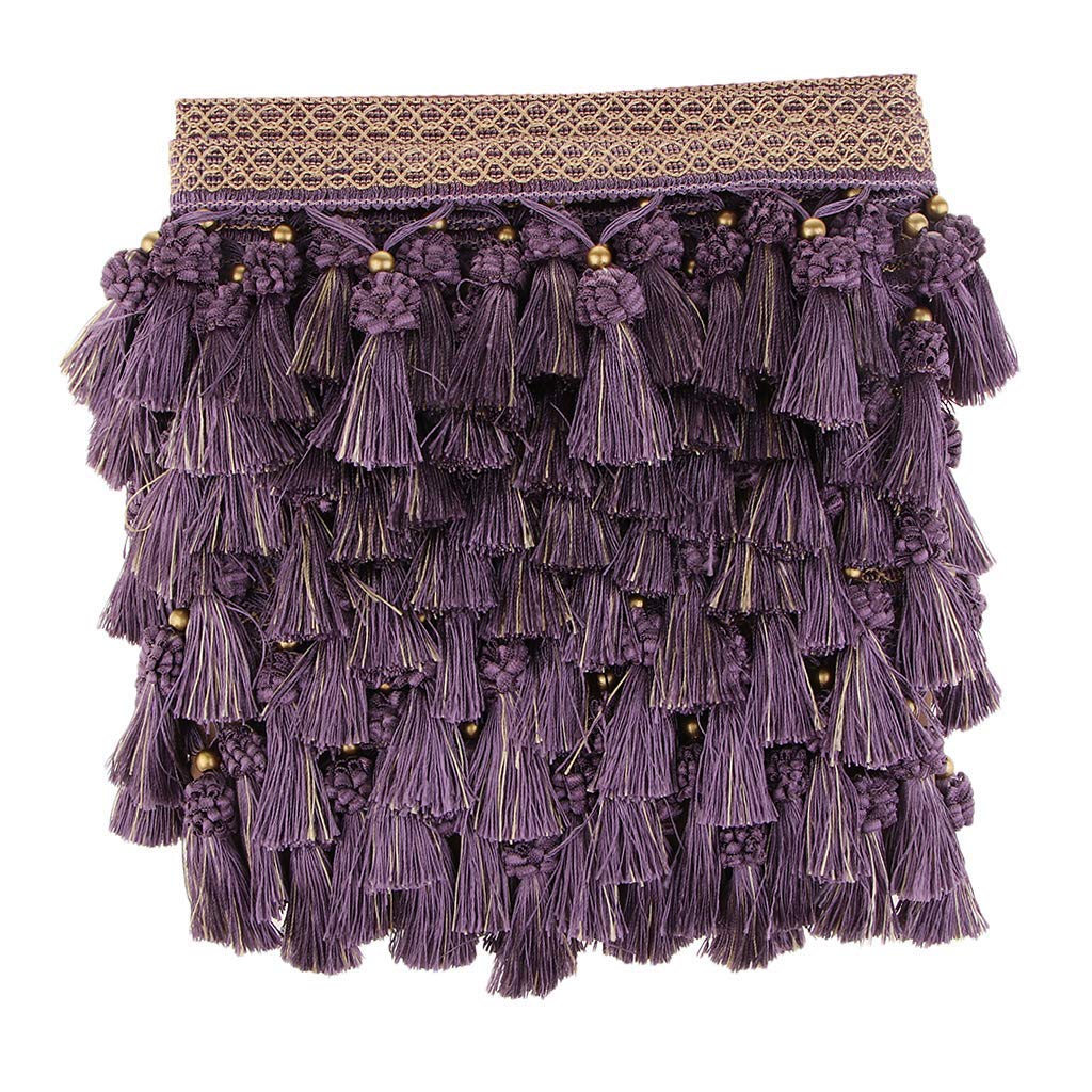 Frange à franges vintage pour rideaux, coussins, vêtements (violet foncé)