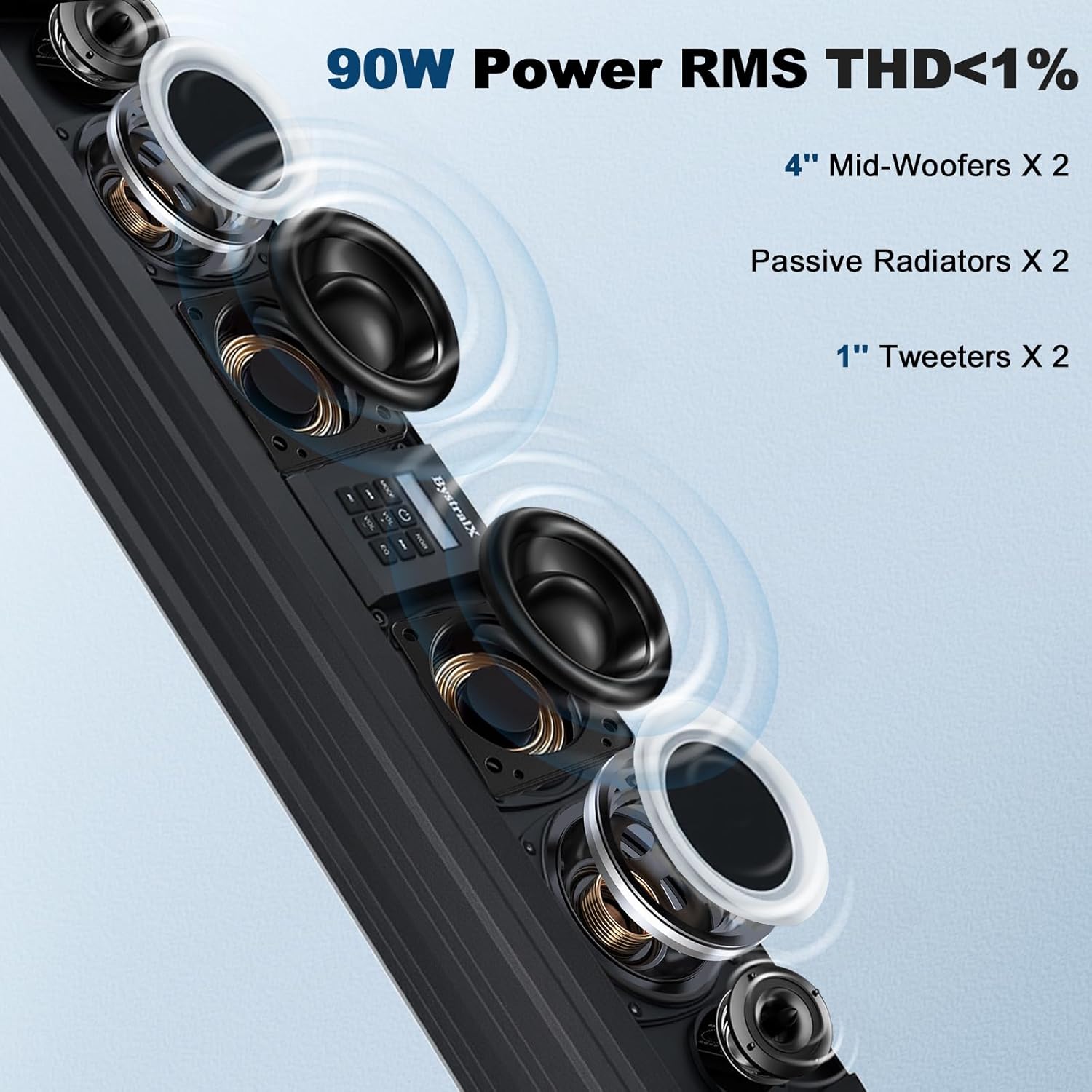 26'' UTV Sound Bar, IP66 Waterproof SXS Sound Bar, RGB UTV Speakers, 3 EQ Modes(Bass/Off-Road/Standard), Digital Processing ATV Speakers Compatible with Polaris RZR Can-Am Fits 1-2'' Roll Bar