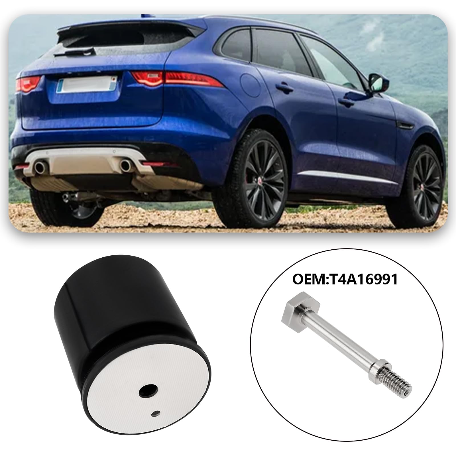 ECSiNG 1x Ensemble D'amortisseurs D'échappement Arrière en Caoutchouc avec Pièce de Rechange à Vis T4A16991 Compatible avec Jaguar XF XE F-Pace 2.0 Diesel 2016-2024