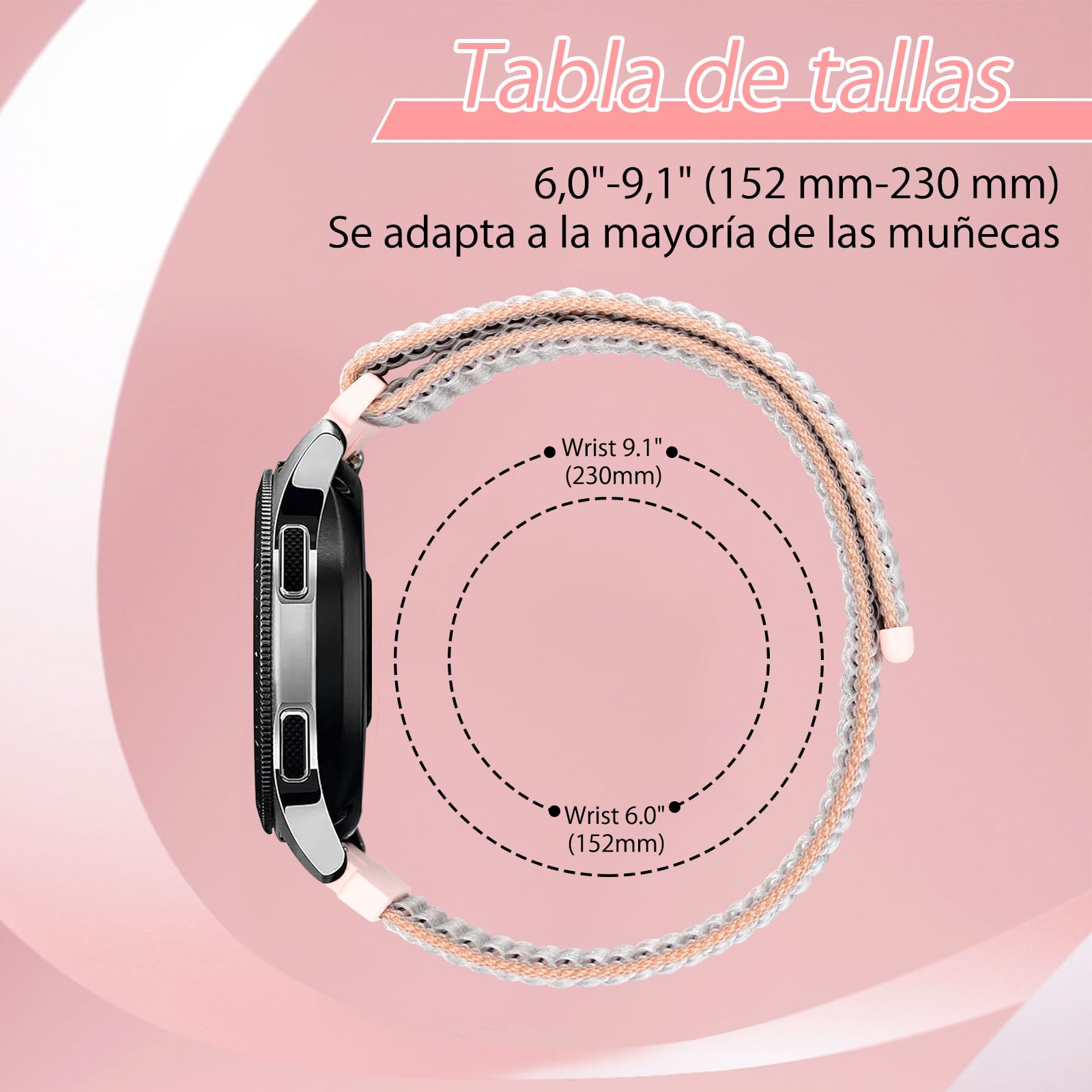 Correas de Nylon para Reloj Compatible 18mm 19mm 20mm 22mm 24mm Transpirables