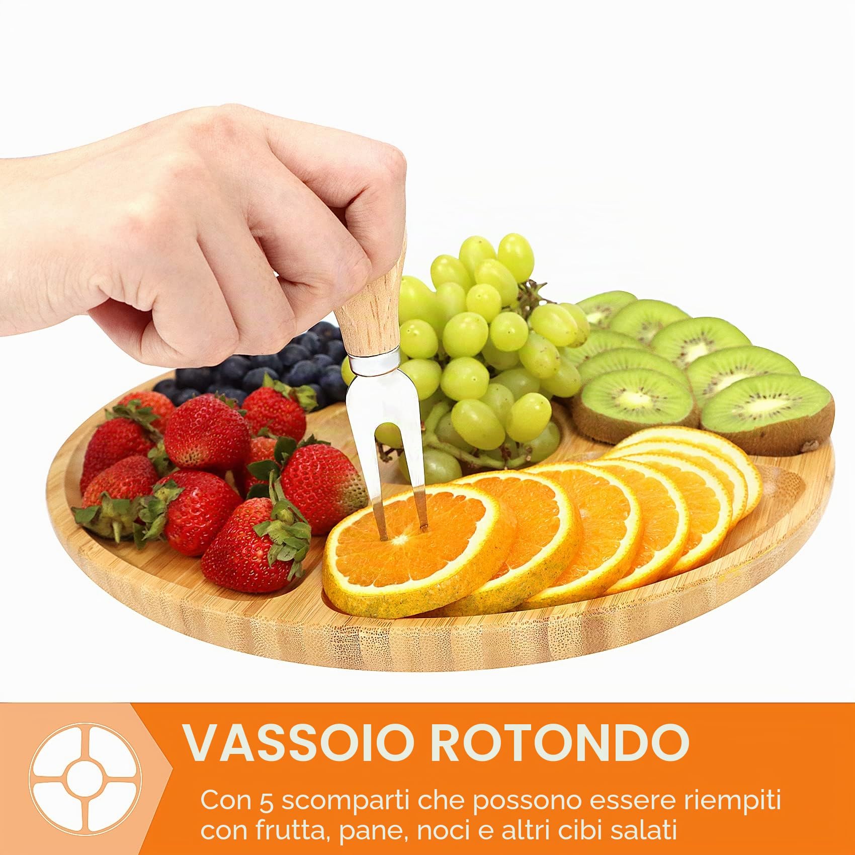 Idee Regalo Set Tagliere di Formaggio, Set di Coltelli per Tagliere di Salumi e Frutta Rotonda, Idee Regalo Originale per Donna/Maestra, Compleanno, Natale, Matrimonio