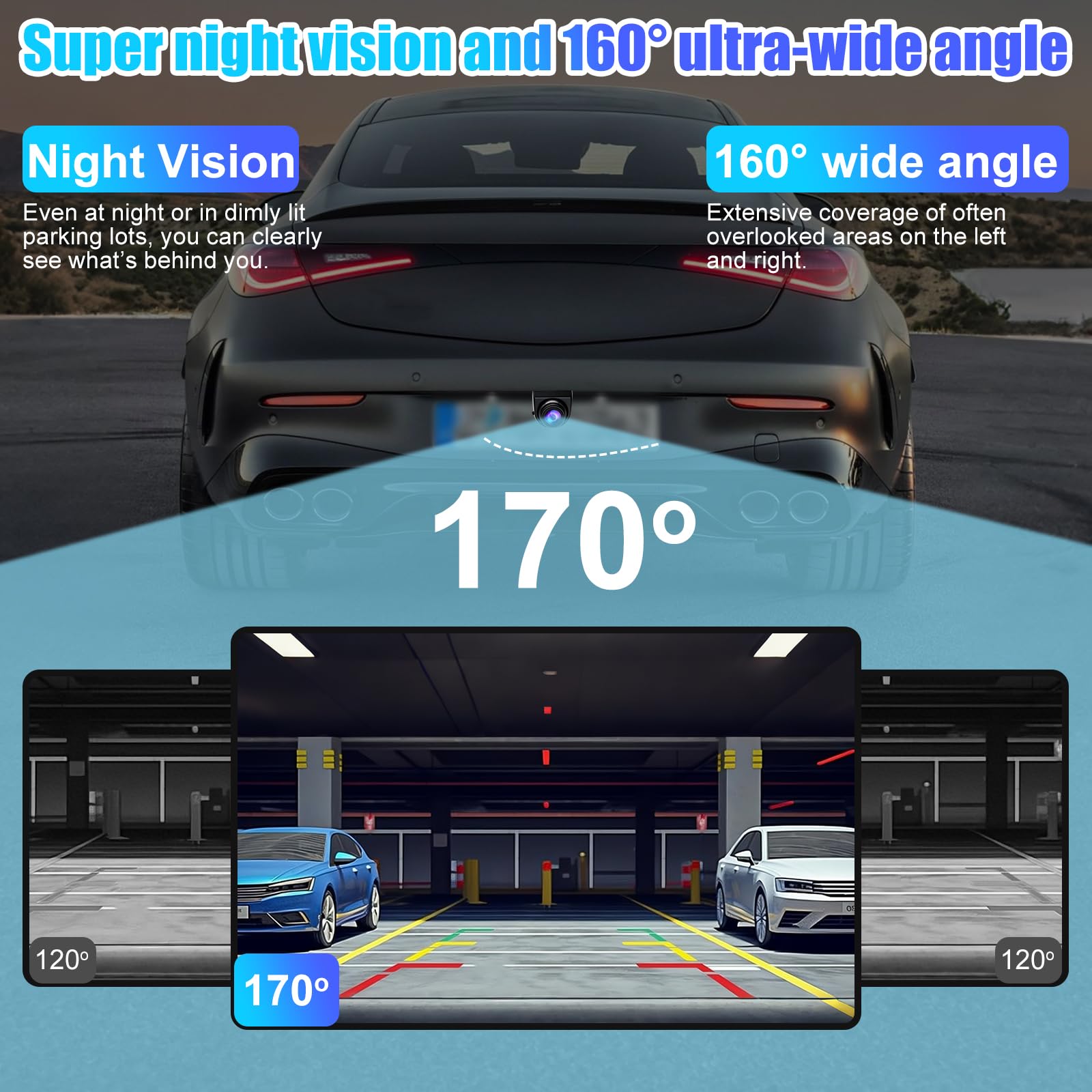 OBEST Camara Marcha Atrás Coche AHD/CVBS Visión Nocturna Cámara Trasera | 1080P, 360 Rotar, 170Gran Angular, 6m Cable RCA, Camara Aparcamiento Lateral Universal para 12V-24V Auto Furgoneta Camion