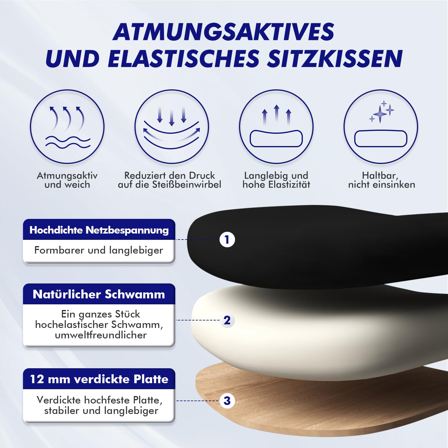 Daccormax Bürostuhl, Bürostuhl Ergonomisch Schreibtischstuhl mit Verstellbaren Armlehnen, Kopfstütze und weiche Lendenstütze aus Naturschwamm, Chefsessel Drehstuhl Wippfunktion 200kg, Schwarz
