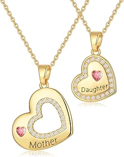 Mother Daughter Heart Necklaces Set for 2 Mommy Gift from Daughters Matching Necklaces for Mothers Day Gifts for Mom Daughter Birthday Jewelry for Girls Women